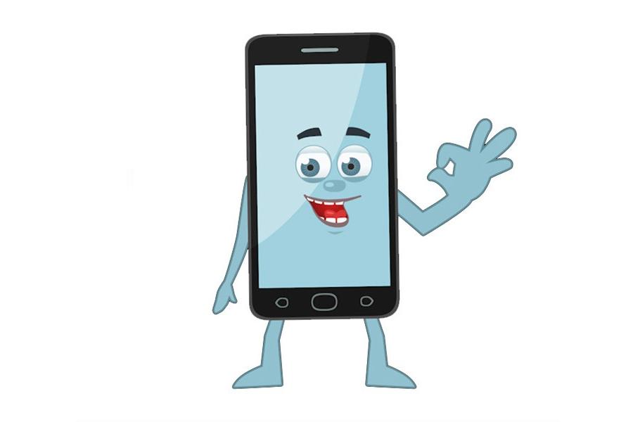 Illustration of Smiling Cell Phone